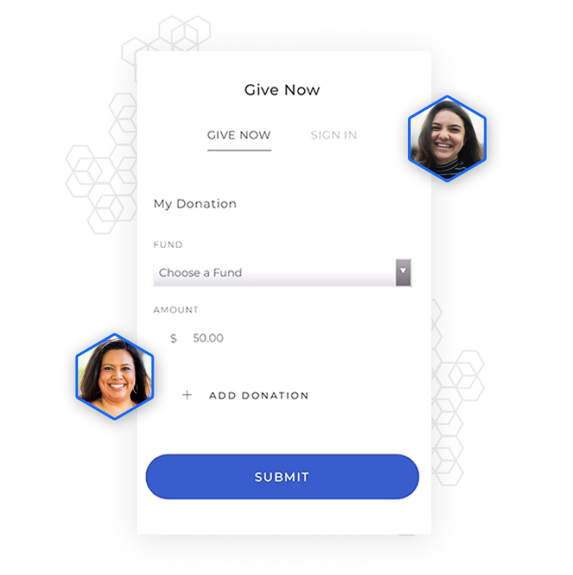 Image of app screen: giving