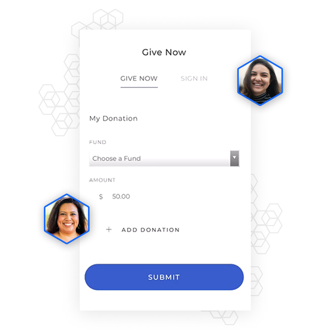 Image of app screen: giving